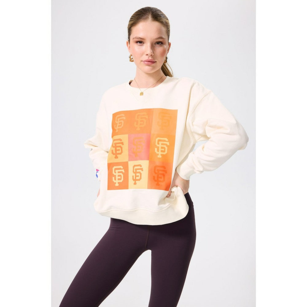 San Francisco Giants Terez Women's Technicolor Oversized Pullover Sweatshirt - Cream