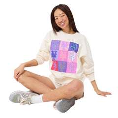 New York Mets Terez Women's Technicolor Oversized Pullover Sweatshirt - Cream