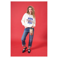 Philadelphia Phillies Terez Women's Oversized Gemstone Logo Sweatshirt - Cream