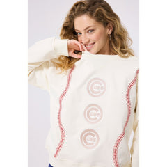 Chicago Cubs Terez Women's Baseball Stitch Pullover Sweatshirt - Cream