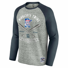 Minnesota Twins Darius Rucker Collection Raw Edge Raglan Long Sleeve Baseball T-Shirt - Heather Gray