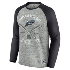 Tampa Bay Rays Darius Rucker Collection Raw Edge Raglan Long Sleeve Baseball T-Shirt - Heather Gray