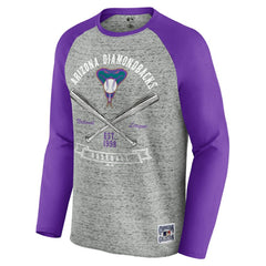 Arizona Diamondbacks Darius Rucker Collection Raw Edge Raglan Long Sleeve Baseball T-Shirt - Heather Gray
