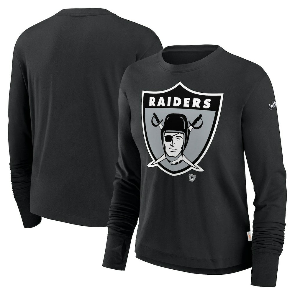 NFL Las Vegas Raiders Women's Large Logo Cropped Long Sleeve Fashion T-Shirt