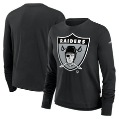 NFL Las Vegas Raiders Women's Large Logo Cropped Long Sleeve Fashion T-Shirt