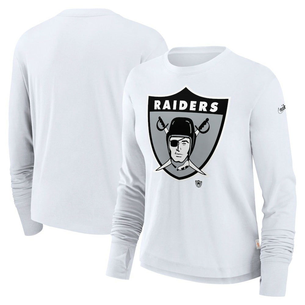 NFL Las Vegas Raiders Women's Large Logo Cropped Long Sleeve Fashion T-Shirt