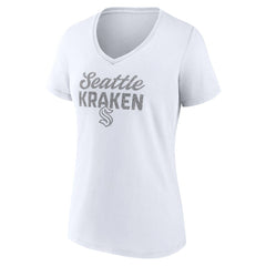 Seattle Kraken Fanatics Women's White Out V-Neck T-Shirt