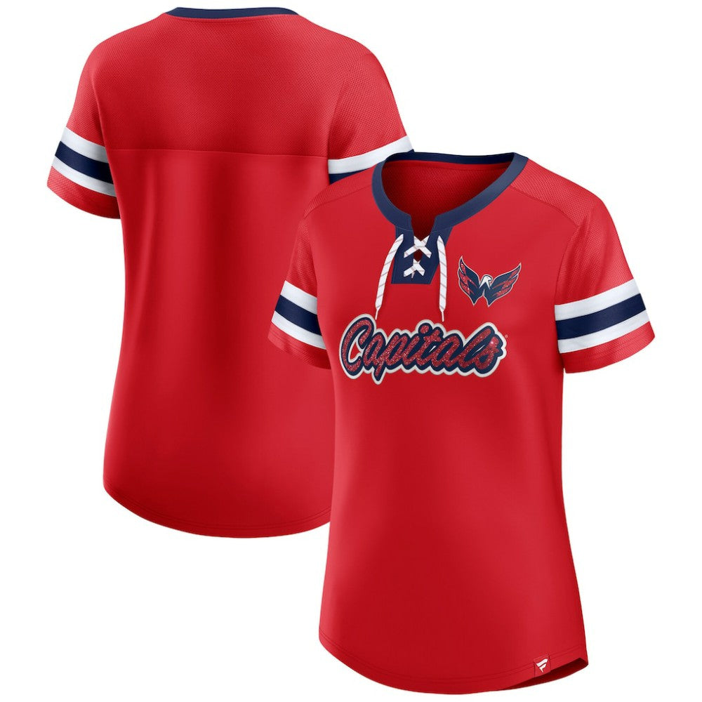 Washington Capitals Fanatics Women's Iconic Athena Lace-Up T-Shirt