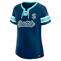Seattle Kraken Fanatics Women's Iconic Athena Lace-Up T-Shirt
