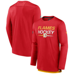 Calgary Flames Fanatics Authentic Pro Tech Long Sleeve T-Shirt