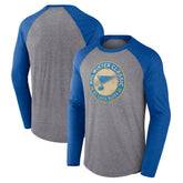 St. Louis Blues Fanatics 2022 NHL Winter Classic Vintage Distressed Raglan Tri-Blend Long Sleeve T-Shirt