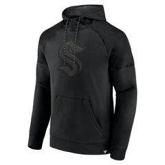 Seattle Kraken Fanatics Black Ice Defender Raglan Pullover Hoodie