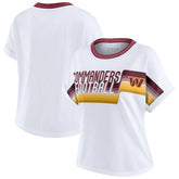 NFL Washington Commanders WEAR by Erin Andrews Women's Cropped Center Stripe Dolman T-Shirt