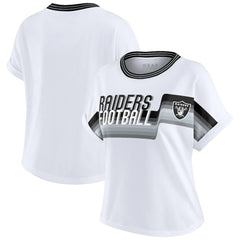 NFL Las Vegas Raiders WEAR by Erin Andrews Women's Cropped Center Stripe Dolman T-Shirt