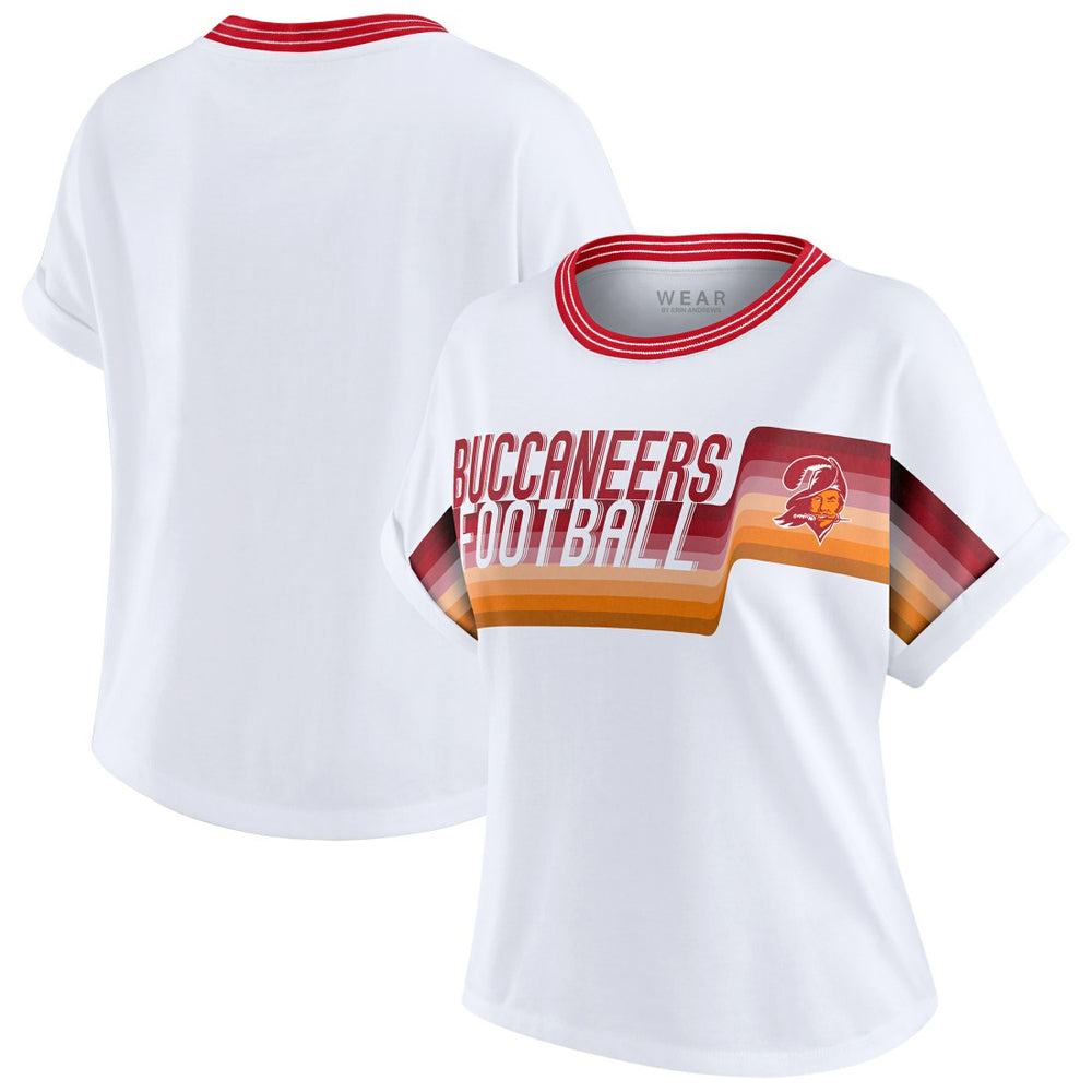 NFL Tampa Bay Buccaneers WEAR by Erin Andrews Women's Cropped Center Stripe Dolman T-Shirt
