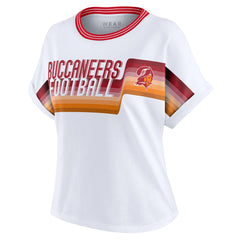 NFL Tampa Bay Buccaneers WEAR by Erin Andrews Women's Cropped Center Stripe Dolman T-Shirt