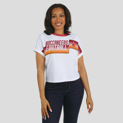 NFL Tampa Bay Buccaneers WEAR by Erin Andrews Women's Cropped Center Stripe Dolman T-Shirt