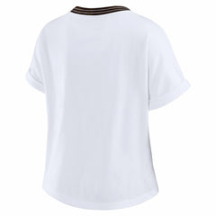 NFL Cleveland Browns WEAR by Erin Andrews Women's Cropped Center Stripe Dolman T-Shirt