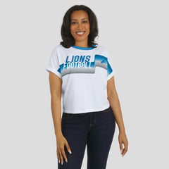 NFL Detroit Lions WEAR by Erin Andrews Women's Cropped Center Stripe Dolman T-Shirt