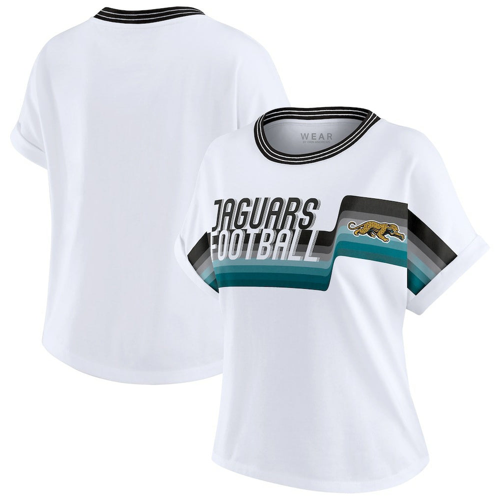 NFL Jacksonville Jaguars WEAR by Erin Andrews Women's Cropped Center Stripe Dolman T-Shirt