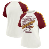 NFL Washington Commanders WEAR by Erin Andrews Women's Sleeve Stripe Distressed Raglan T-Shirt