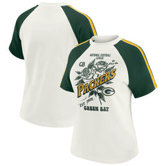 NFL Green Bay Packers WEAR by Erin Andrews Women's Sleeve Stripe Distressed Raglan T-Shirt