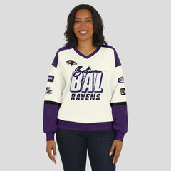 NFL Baltimore Ravens WEAR by Erin Andrews Women's Racing Crew V-Neck Sweatshirt