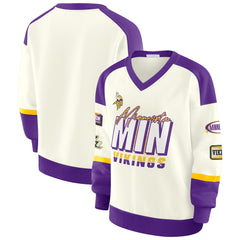 NFL Minnesota Vikings WEAR by Erin Andrews Women's Racing Crew V-Neck Sweatshirt