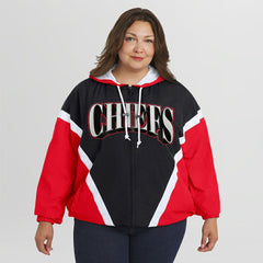 NFL Kansas City Chiefs WEAR by Erin Andrews Women's Plus Size Retro Crinkle Full-Zip Hoodie Windbreaker Jacket