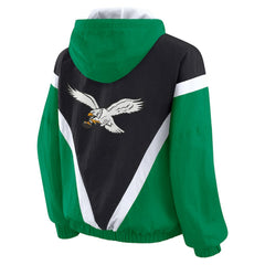 NFL Philadelphia Eagles WEAR by Erin Andrews Women's Plus Size Retro Crinkle Full-Zip Hoodie Windbreaker Jacket
