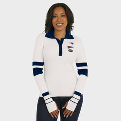 NFL New England Patriots WEAR by Erin Andrews Women's Ribbed Henley Polo Sweater
