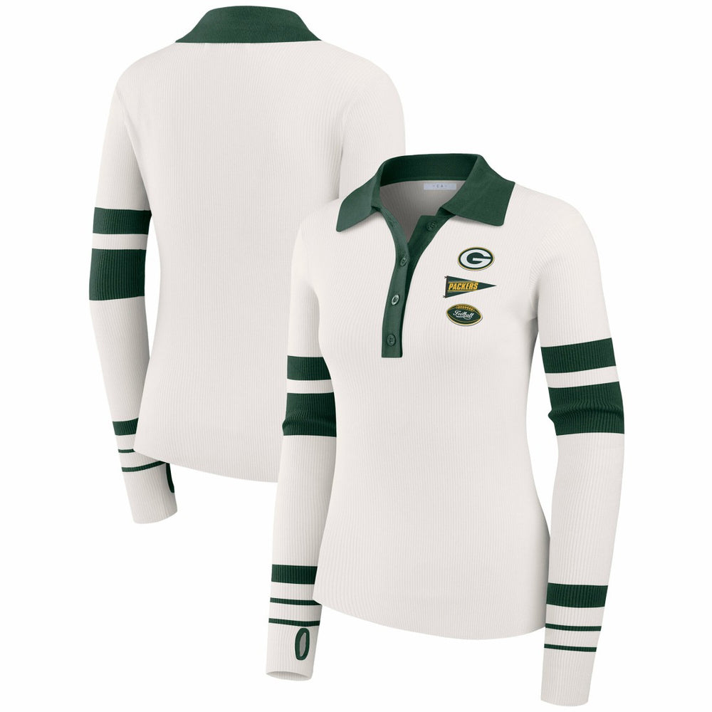 NFL Green Bay Packers WEAR by Erin Andrews Women's Ribbed Henley Polo Sweater