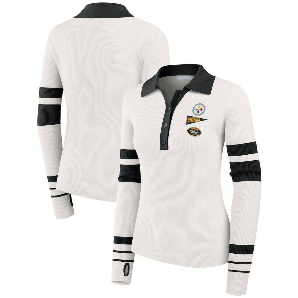 NFL Pittsburgh Steelers WEAR by Erin Andrews Women's Ribbed Henley Polo Sweater