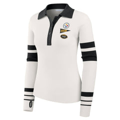 NFL Pittsburgh Steelers WEAR by Erin Andrews Women's Ribbed Henley Polo Sweater