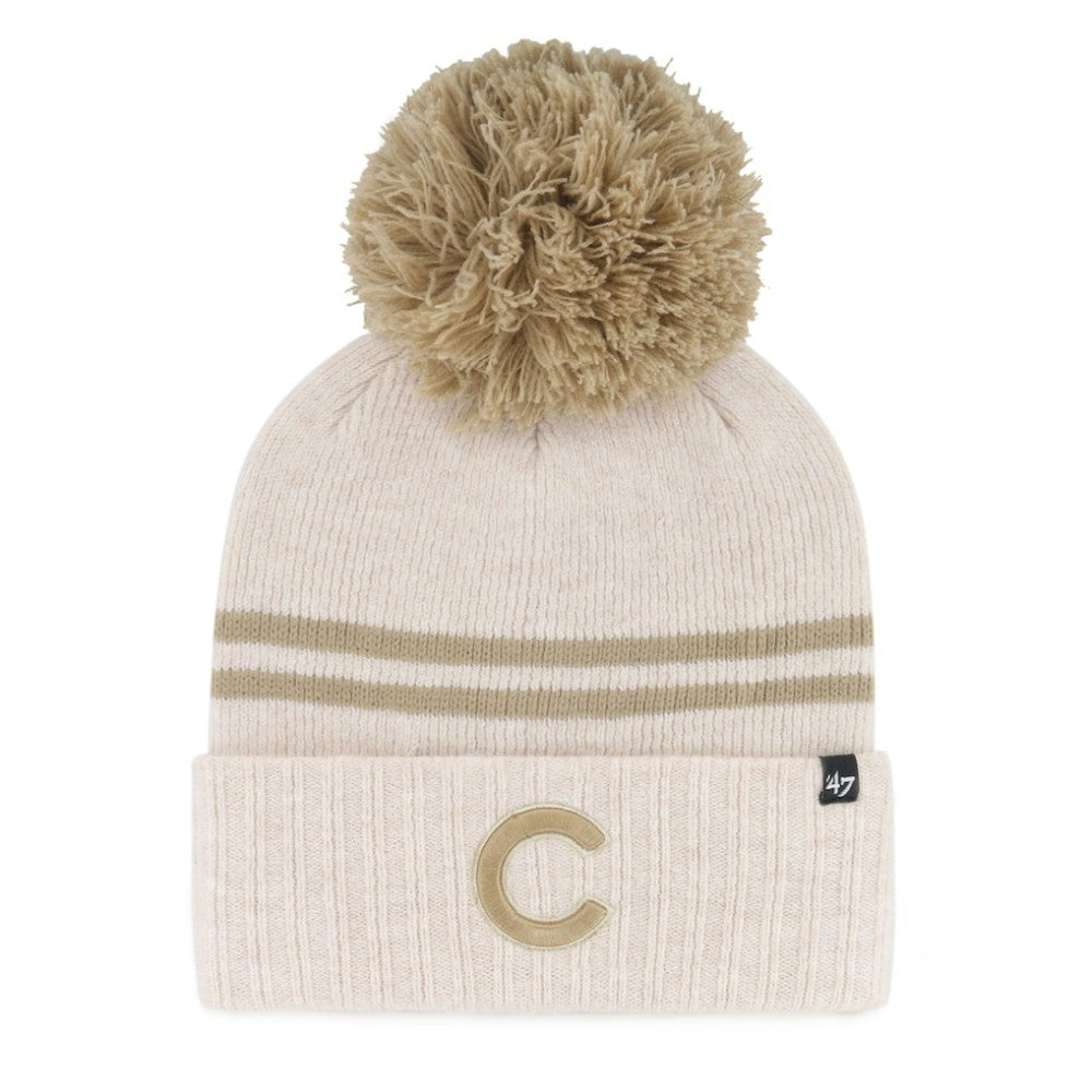 Chicago Cubs Women's Latte Cuffed Knit Hat with Pom - Natural | 47 brand