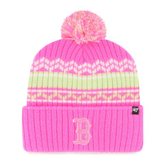 Boston Red Sox Youth Polar Vortex Cuffed Knit Hat with Pom - Pink | 47 brand