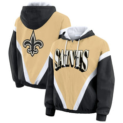 NFL New Orleans Saints WEAR by Erin Andrews Women's Retro Crinkle Full-Zip Hoodie Windbreaker