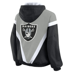 NFL Las Vegas Raiders WEAR by Erin Andrews Women's Retro Crinkle Full-Zip Hoodie Windbreaker