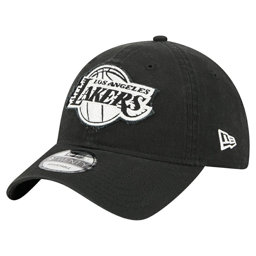 Los Angeles Lakers Stamp Fabric Applique 9TWENTY Adjustable Hat - Black | New Era for sale