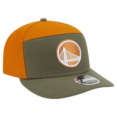 Golden State Warriors Two-Tone Color Pack Split Panel 9FIFTY Adjustable Hat sale - Olive/Burnt Orange | New Era cheap