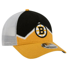 Boston Bruins New Era Hockey Sock 9FORTY A-Frame M-Crown Adjustable Trucker Hat