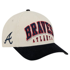 Atlanta Braves Sided Corduroy 9FORTY A-Frame Adjustable Hat - Cream/Navy | New Era