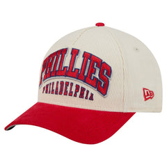 Philadelphia Phillies Sided Corduroy 9FORTY A-Frame Adjustable Hat - Cream/Red | New Era