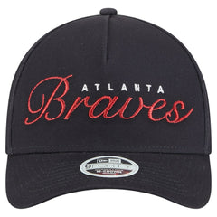 Atlanta Braves Women's Metallic A-Frame 9FORTY Adjustable Hat - Navy | New Era