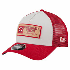 Cincinnati Reds Text A-Frame Trucker 9FORTY Hat - Stone/Red | New Era