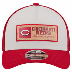 Cincinnati Reds Text A-Frame Trucker 9FORTY Hat - Stone/Red | New Era