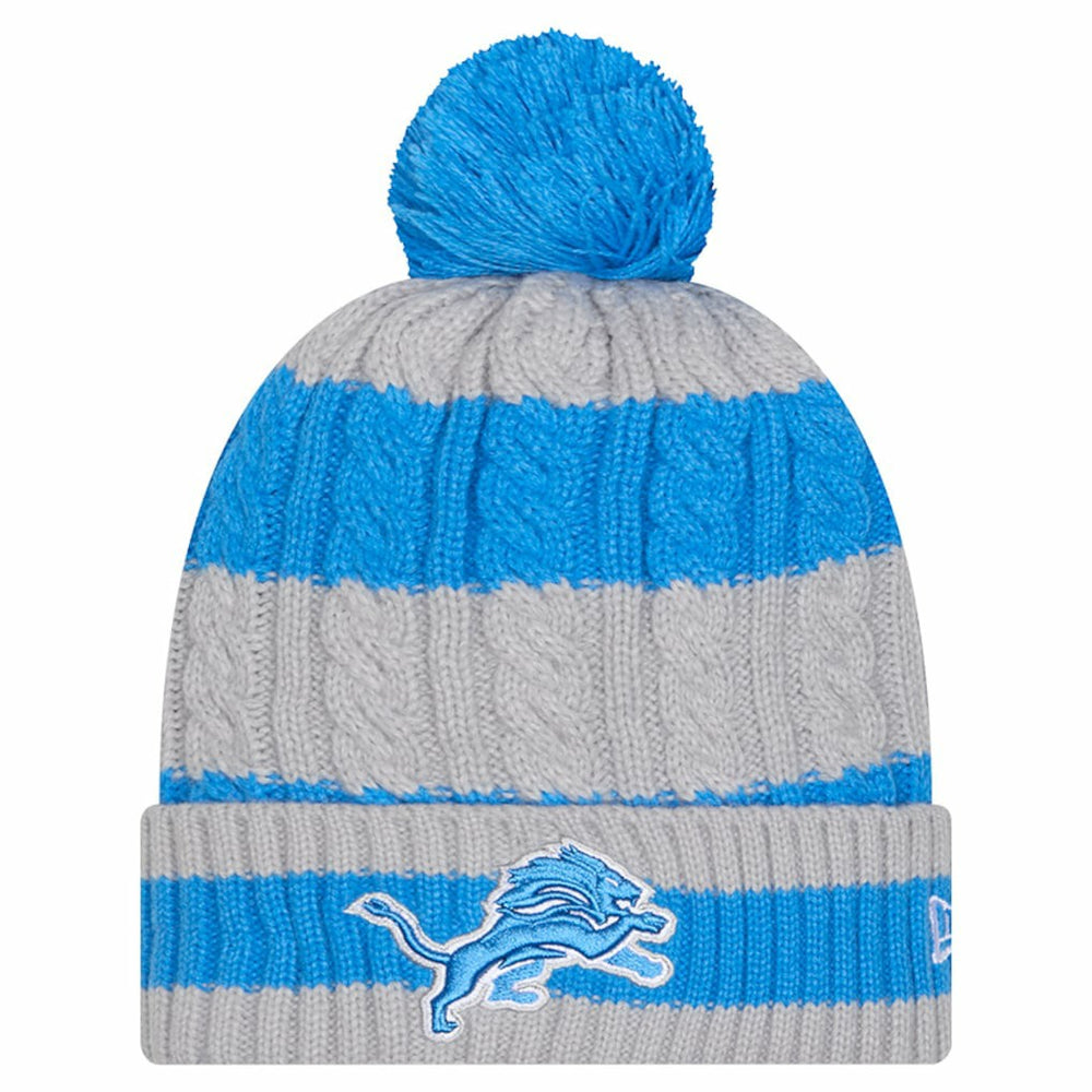 NFL Detroit Lions Women's Braided Cuffed Knit Hat with Pom