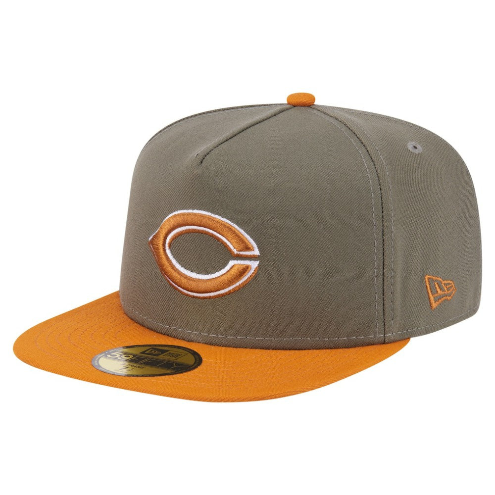 Cincinnati Reds Two-Tone Color Pack A-Frame 59FIFTY Fitted Hat - Olive/Orange | New Era