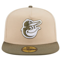 Baltimore Orioles Two-Tone Color Pack A-Frame 59FIFTY Fitted Hat - Light Beige/Olive | New Era