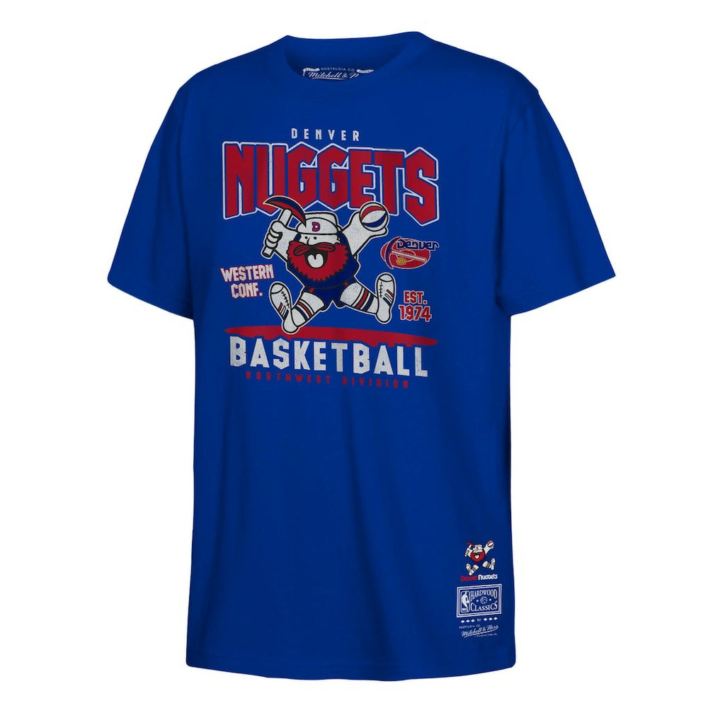 Denver Nuggets Youth Retro Mascot Script T-Shirt sale - Royal | Mitchell & Ness on sale